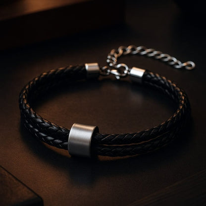 Bracelet Cuir Tressé Personnalisé Homme - Gravure Offerte
