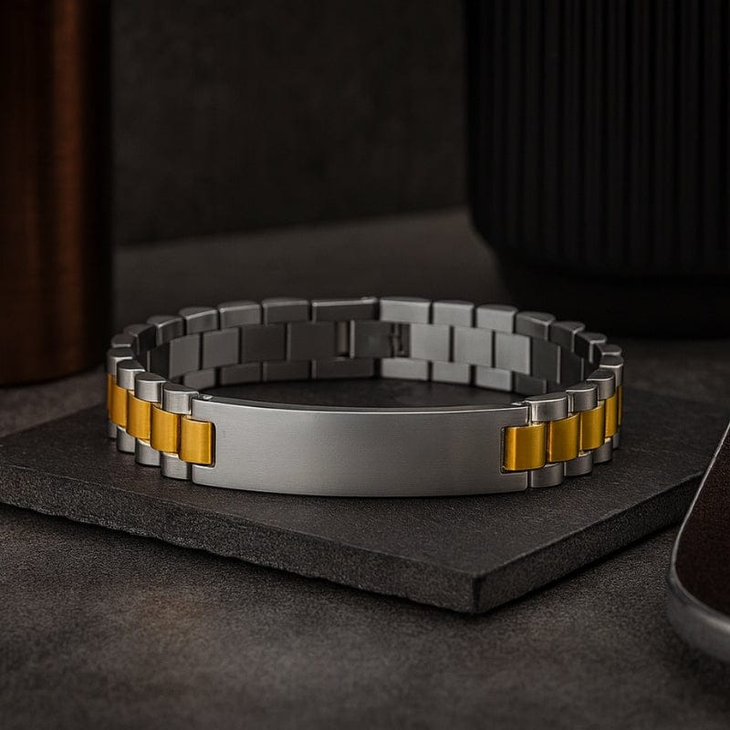 Bracelet Acier Homme Personnalisé Large | Gravure Laser