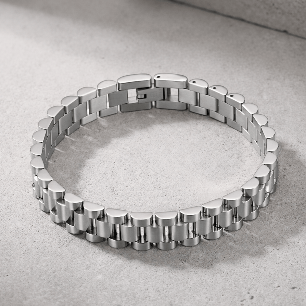 Bracelet Gourmette Homme Maille Large Fermoir Déployant