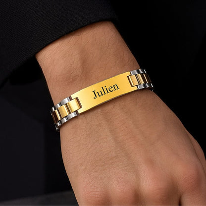 Bracelet Acier Homme Personnalisé Large | Gravure Laser