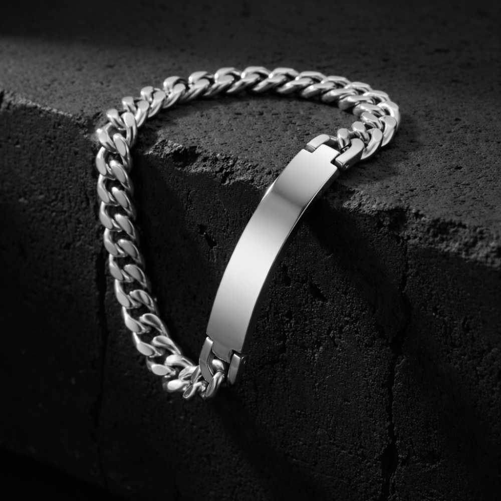 Gourmette Homme à Graver Prénom Bracelet Acier Inoxydable