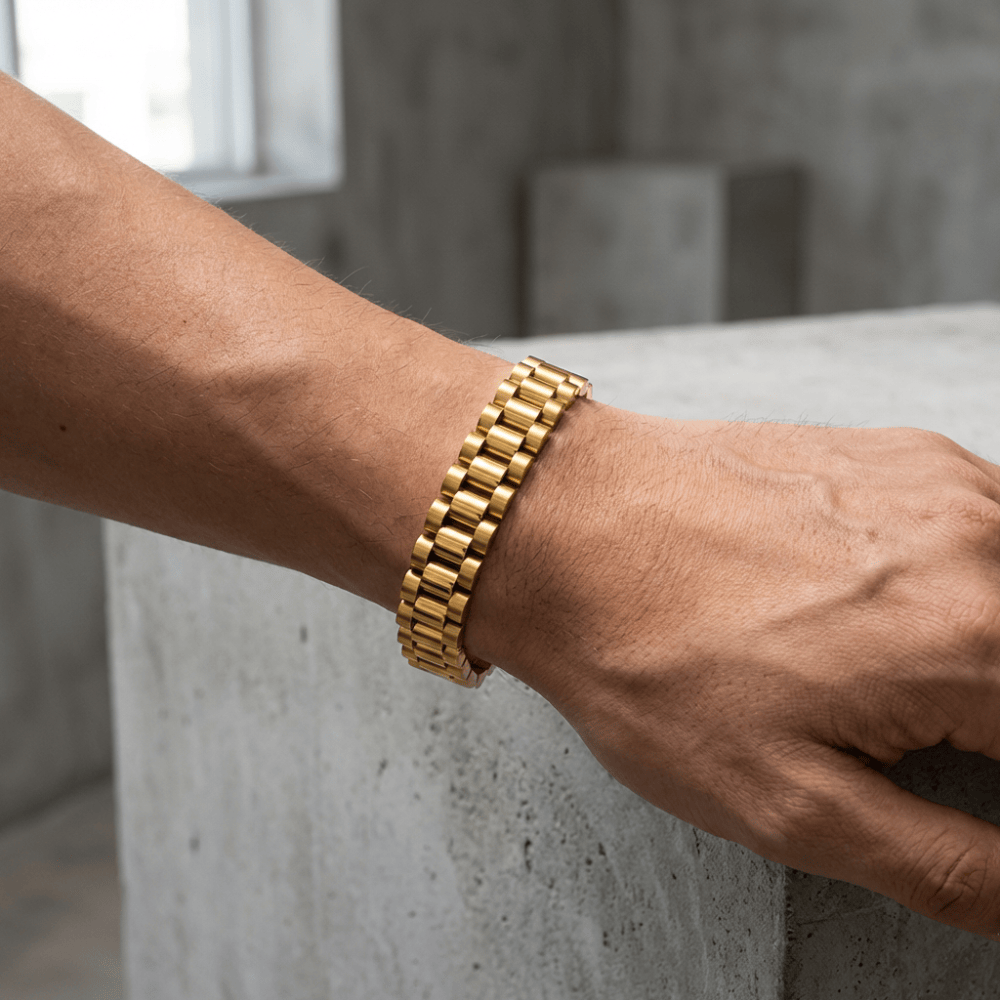 Bracelet Gourmette Homme Maille Large Fermoir Déployant