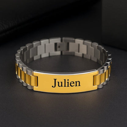 Bracelet Acier Homme Personnalisé Large | Gravure Laser