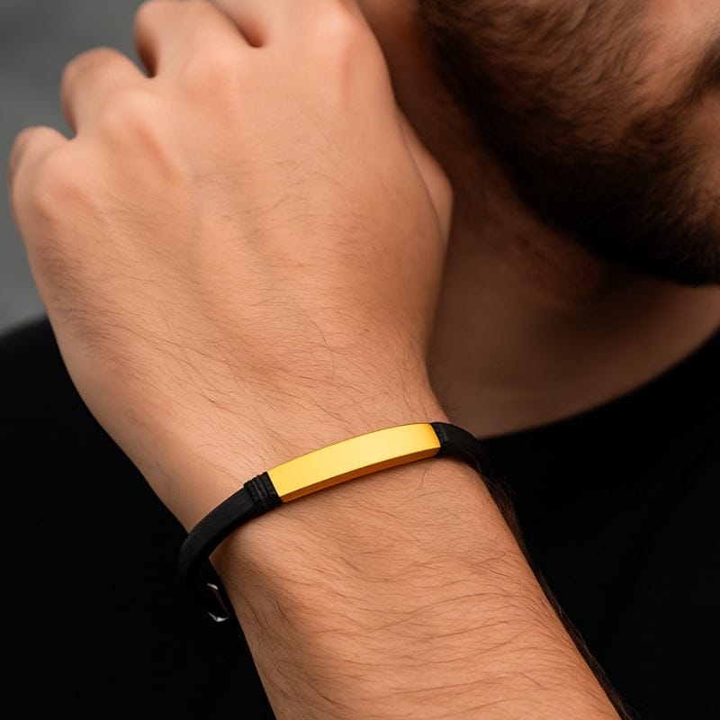 Bracelet Homme Personnalisé Fin - Cuir et Acier