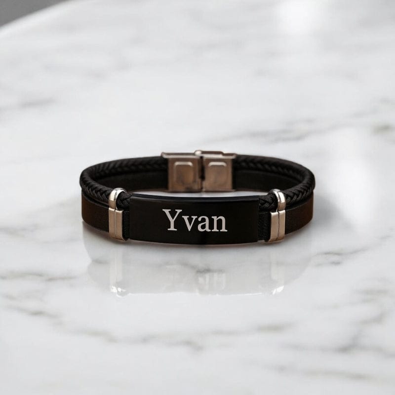 Bracelet Cuir Homme Personnalisé - Acier Inoxydable