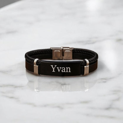 Bracelet Cuir Homme Personnalisé - Acier Inoxydable