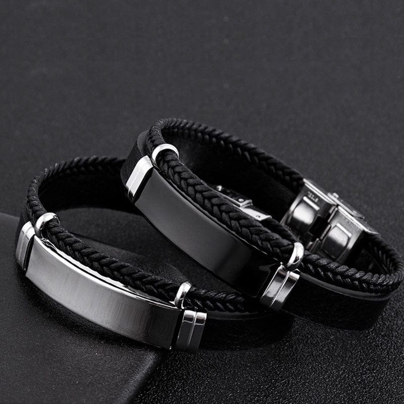 Bracelet Cuir Homme Personnalisé - Acier Inoxydable