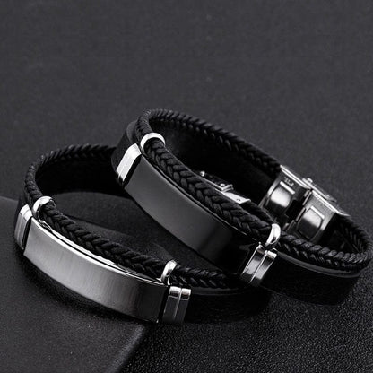 Bracelet Cuir Homme Personnalisé - Acier Inoxydable