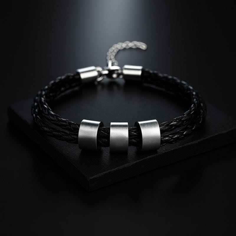 Bracelet Cuir Tressé Personnalisé Homme - Gravure Offerte