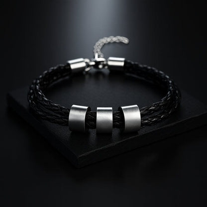 Bracelet Cuir Tressé Personnalisé Homme - Gravure Offerte