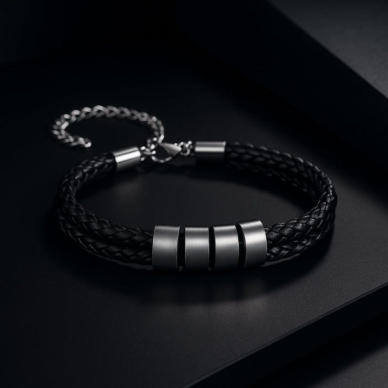 Bracelet Cuir Tressé Personnalisé Homme - Gravure Offerte