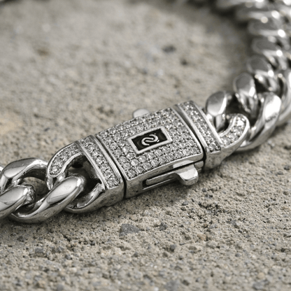 Bracelet Gourmette Homme Grosse Maille Fermoir Pavé