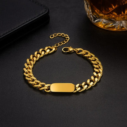Bracelet Homme Personnalisé Gourmette - Acier Inoxydable