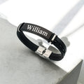 Bracelet Homme Personnalisé Cuir Gravé - Plaque Acier