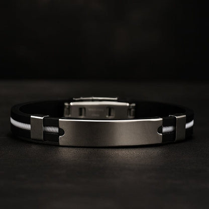 Bracelet Homme Personnalisé Noir - Silicone et Acier
