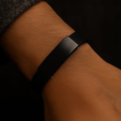 Bracelet Homme Personnalisé Rigide - Silicone et Acier