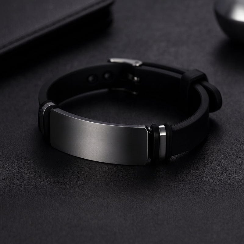 Bracelet Homme Personnalisé Manchette - Silicone et Acier