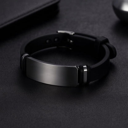 Bracelet Homme Personnalisé Manchette - Silicone et Acier