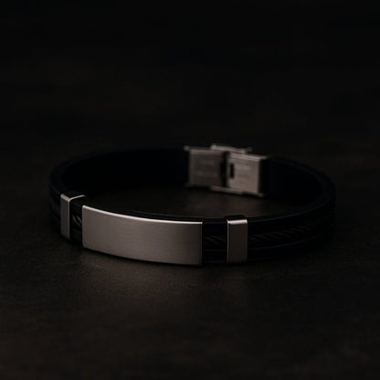 Bracelet Homme Personnalisé Noir - Silicone et Acier