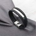 Bracelet Homme Personnalisé Cuir Large - Plaque en Acier