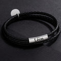 Bracelet Homme Personnalisé Cuir Tressé - Double Tour