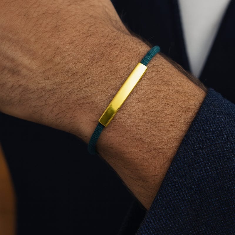 Bracelet Homme Personnalisé Cordon à Graver | Plaque Acier Inoxydable