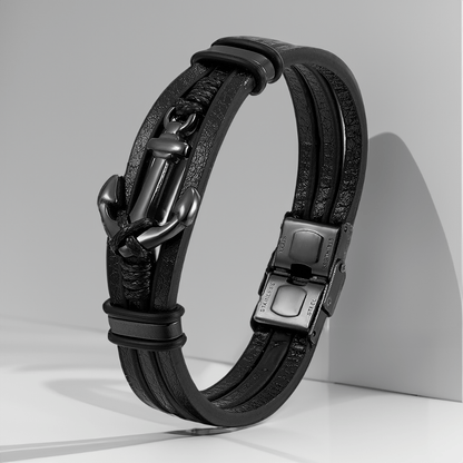 Bracelet Cuir Ancre Marine