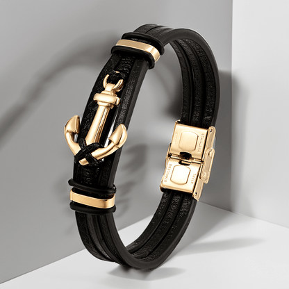 Bracelet Cuir Ancre Marine