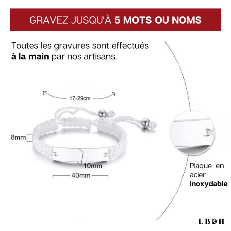 Bracelet Tissu Personnalisé Homme - Gravure Laser