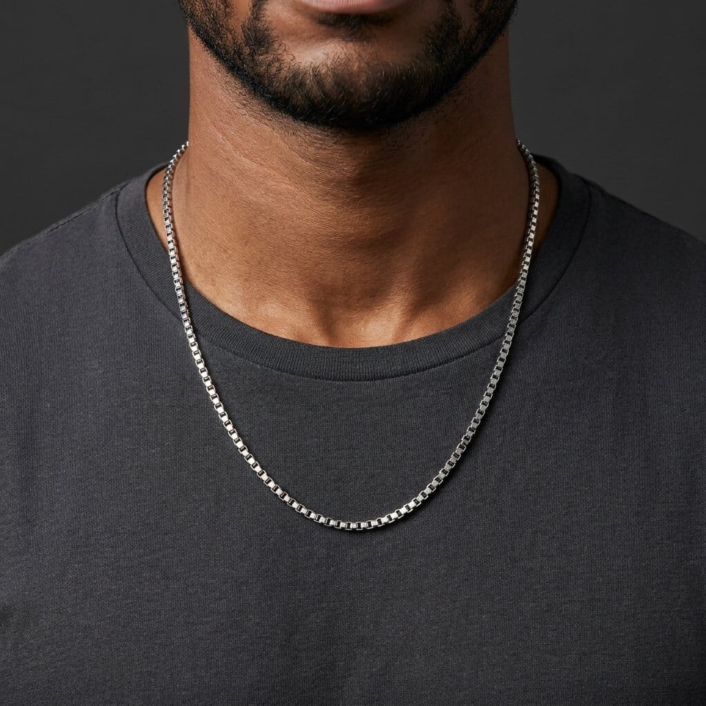 Chaîne Fine Homme Maille Carrée Acier Inoxydable