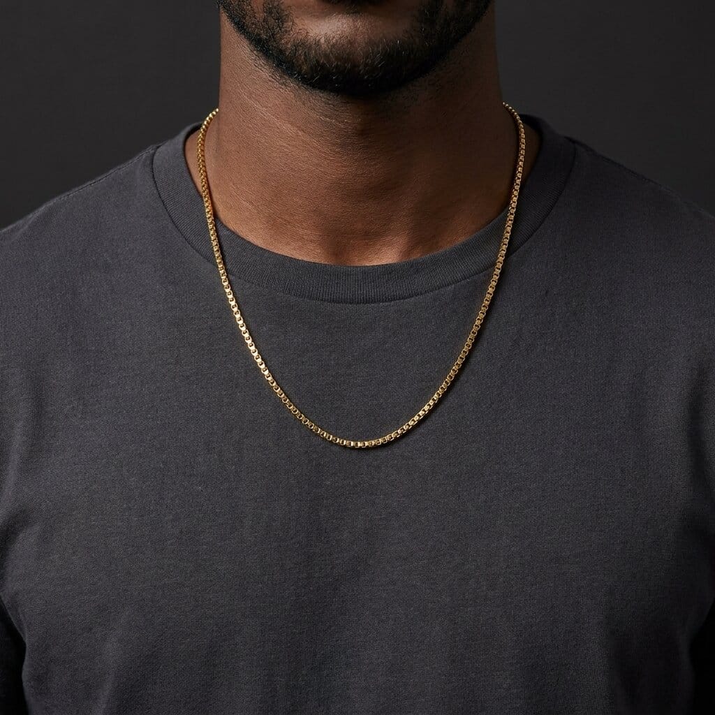 Chaîne Fine Homme Maille Carrée Acier Inoxydable