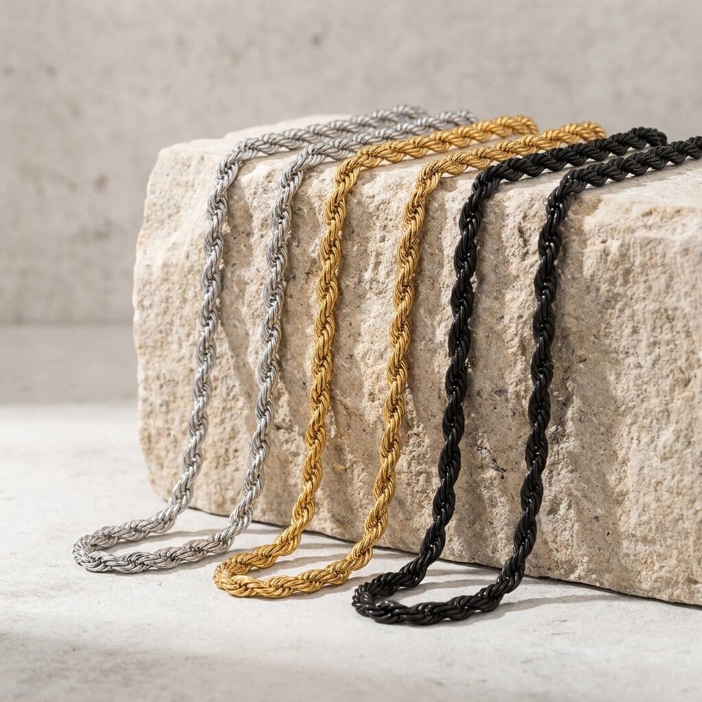 Chaîne Maille Corde Fine Pour Homme Acier Inoxydable
