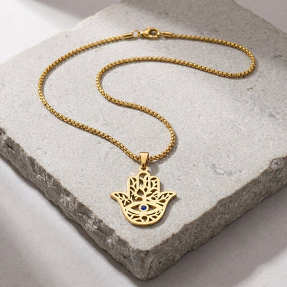 Collier Main de Fatma Homme Pendentif Hamsa Acier