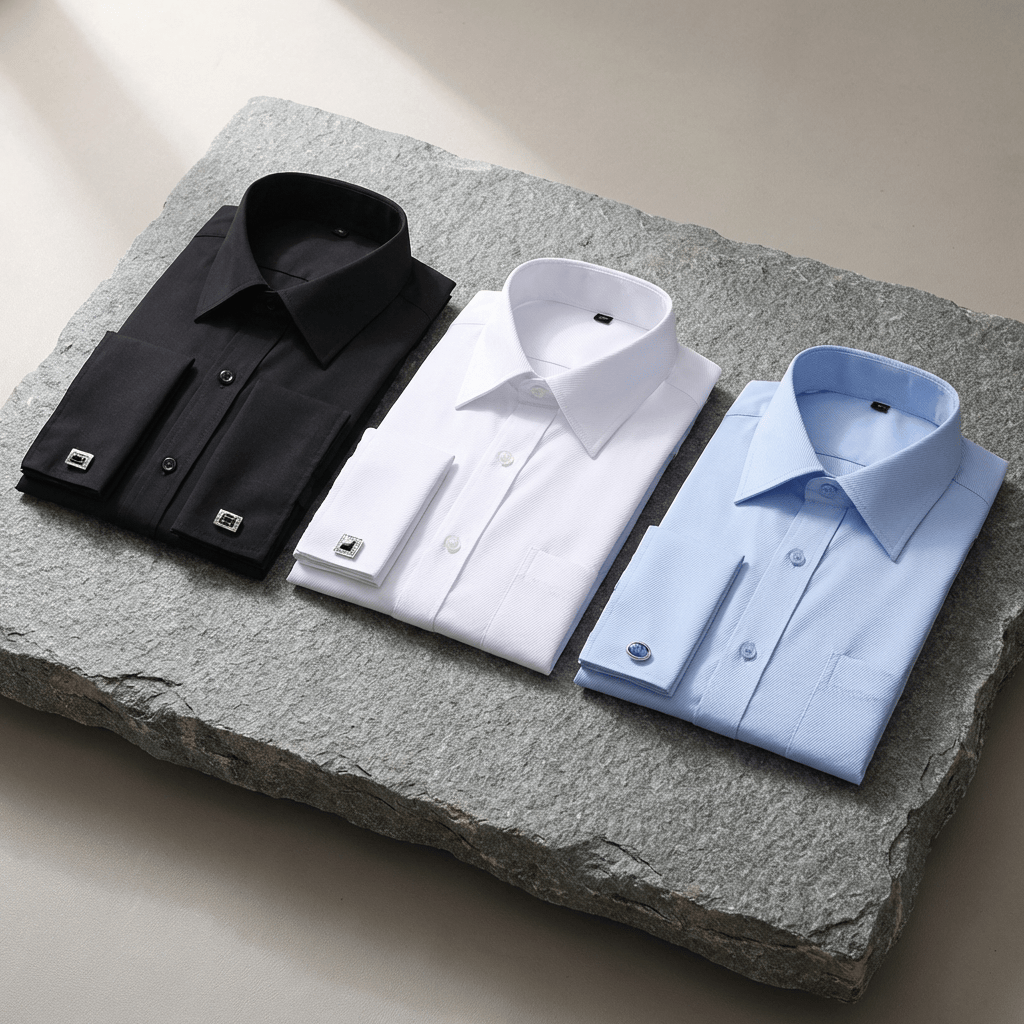 Chemise Homme Poignets Mousquetaires Col Français