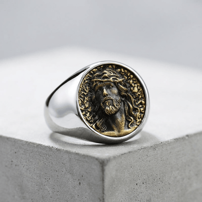 Chevalière Ancienne pour Homme Argent Acier Inoxydable
