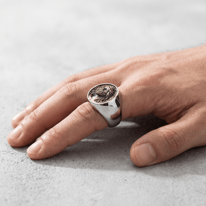 Chevalière Ancienne pour Homme Argent Acier Inoxydable
