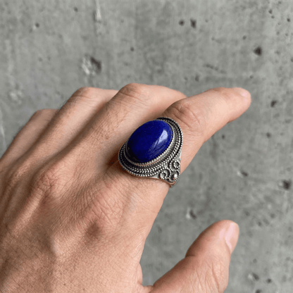 Chevalière Argent Massif Homme Lapis Lazuli