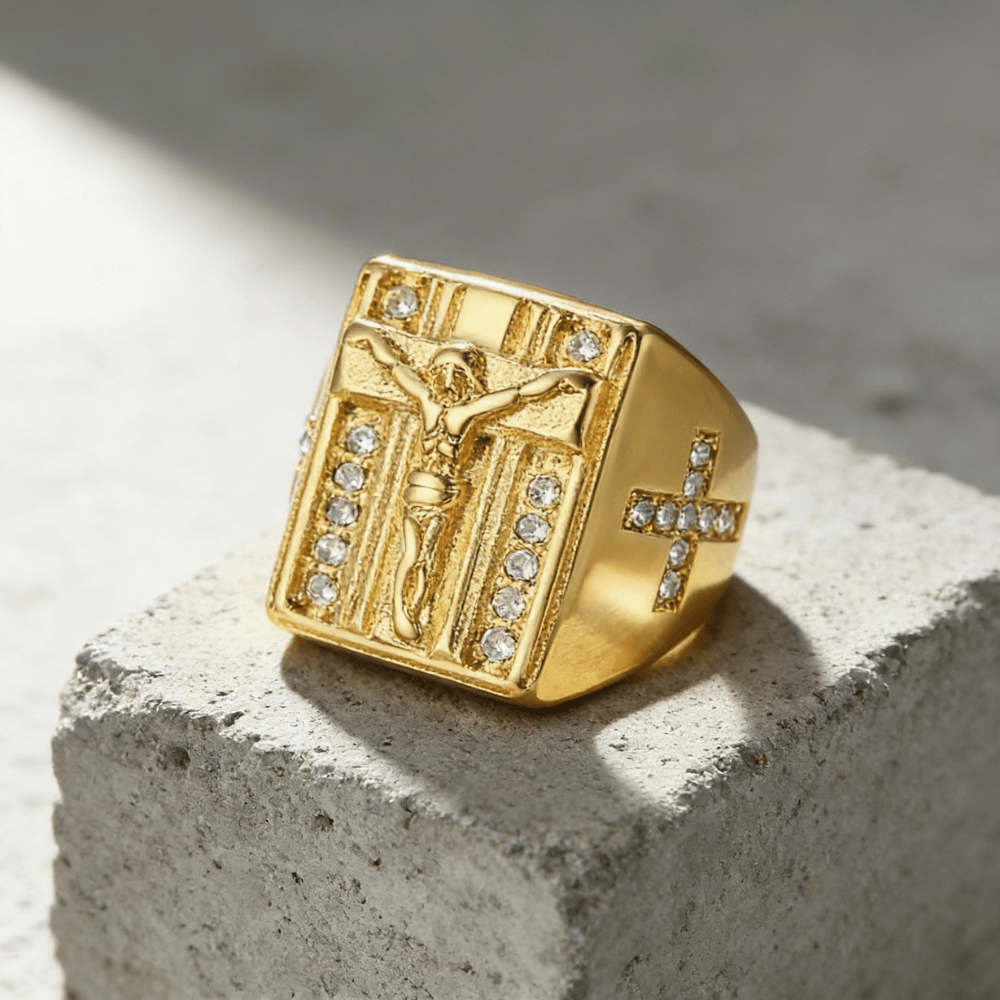 Bague Chevalière Carrée Homme Plaqué Or