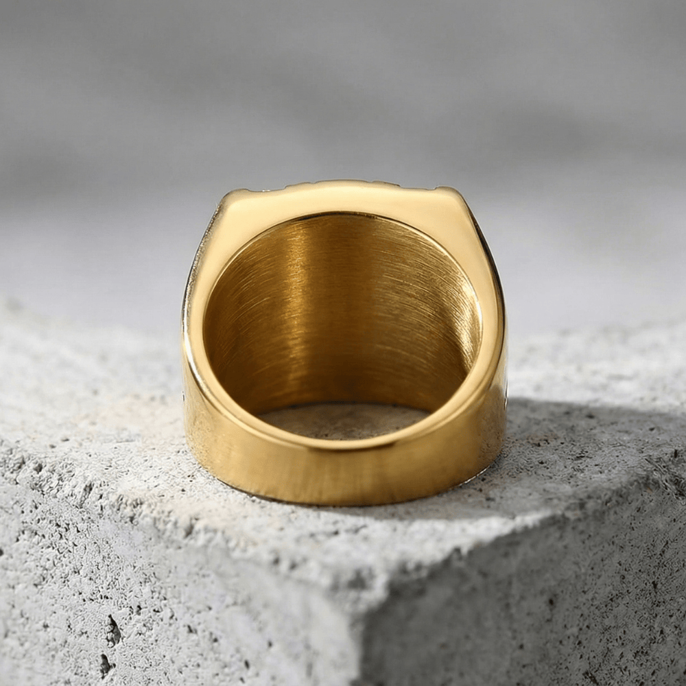 Bague Chevalière Carrée Homme Plaqué Or