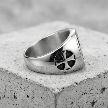 Bague Chevalière Homme Croix Acier Inoxydable