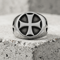 Bague Chevalière Homme Croix Acier Inoxydable
