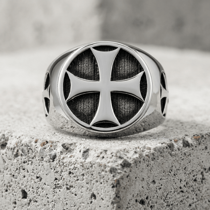 Bague Chevalière Homme Croix Acier Inoxydable