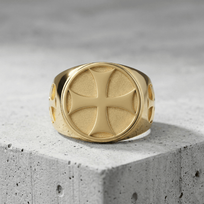 Bague Chevalière Homme Croix Acier Inoxydable