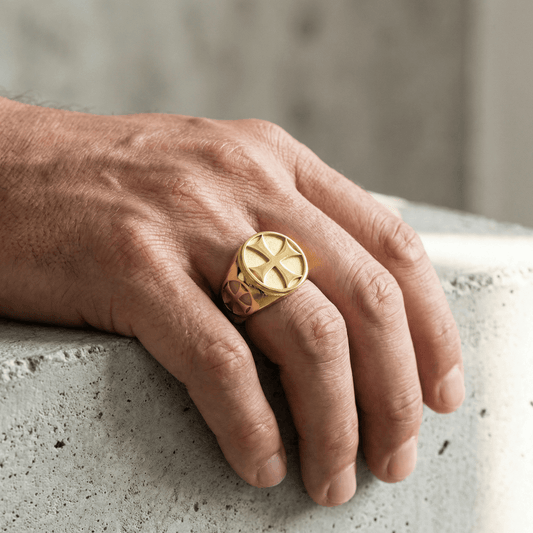 Bague Chevalière Homme Croix Acier Inoxydable