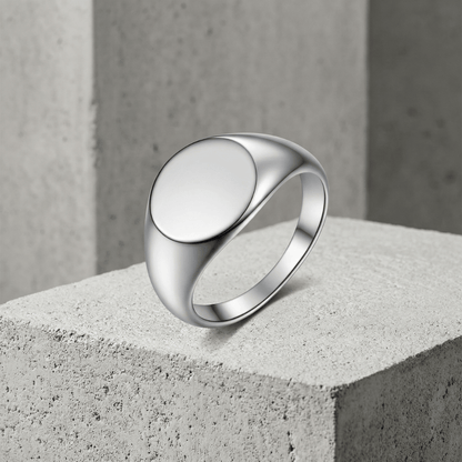 Bague Chevalière Fine Homme Personnalisé Ronde