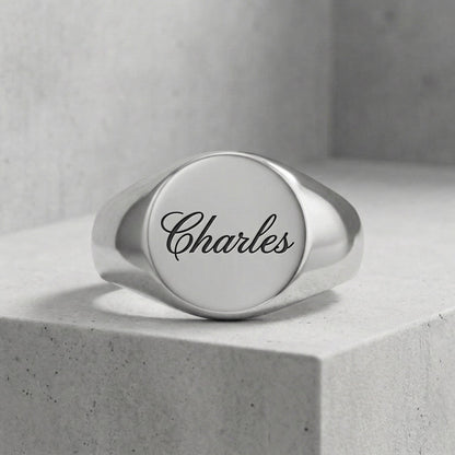 Bague Chevalière Fine Homme Personnalisé Ronde