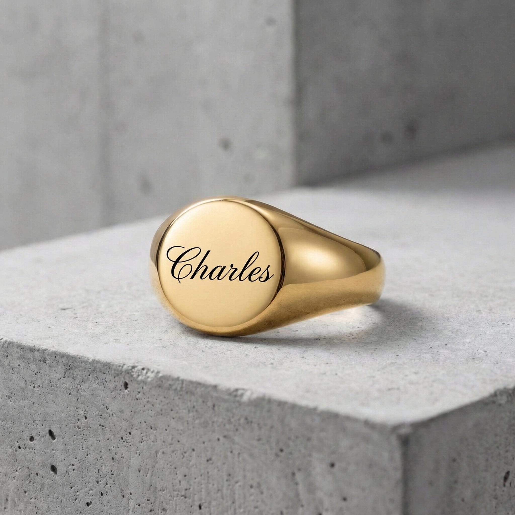 Bague Chevalière Fine Homme Personnalisé Ronde