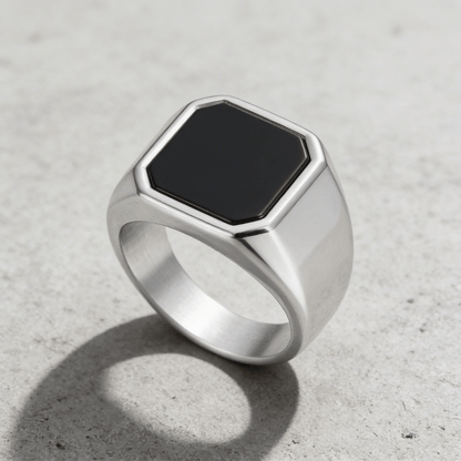 Chevalière Homme Onyx Lapis Lazuli Acier