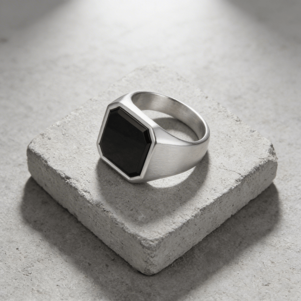 Chevalière Homme Onyx Lapis Lazuli Acier