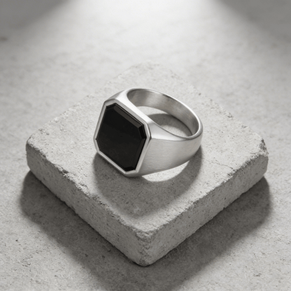 Chevalière Homme Onyx Lapis Lazuli Acier